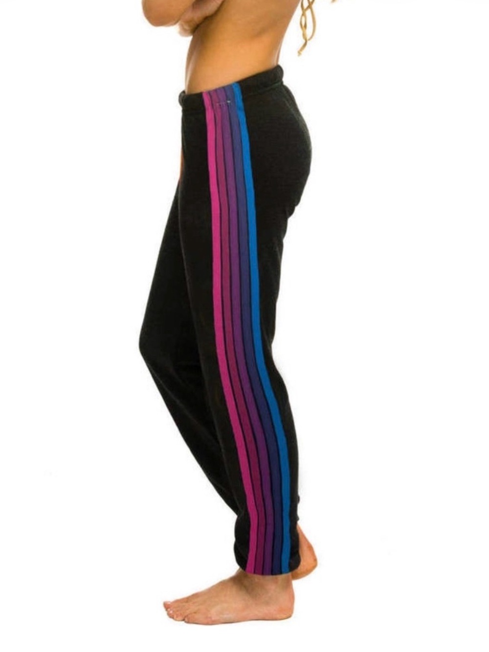 Aviator Nations Women’s Black Sweatpants with Side Stripes. Size XS